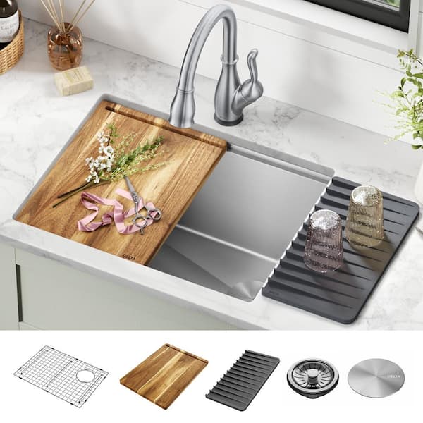 Lorelai 16-Gauge Stainless Steel 24 in. Single Bowl Undermount Workstation Utility Kitchen Sink with Accessories