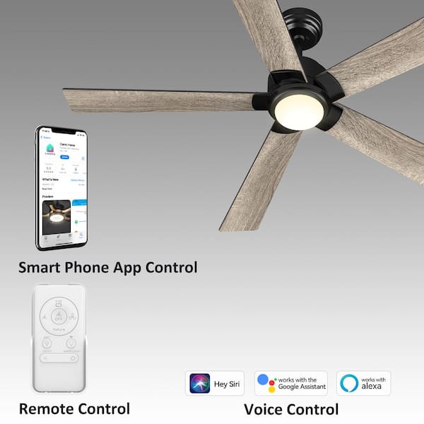 Aspen 56 in. Dimmable LED Indoor/Outdoor Black Smart Ceiling Fan with Light  and Remote, Works with Alexa/Google Home