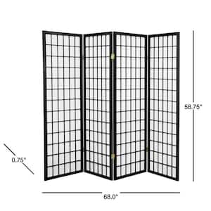5 ft. Black 4-Panel Room Divider