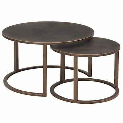 Round Metal Coffee Tables Accent The Home Depot Round Metal Coffee Tables Accent, Copper Round 2 Piece Nesting Coffee Table Set
