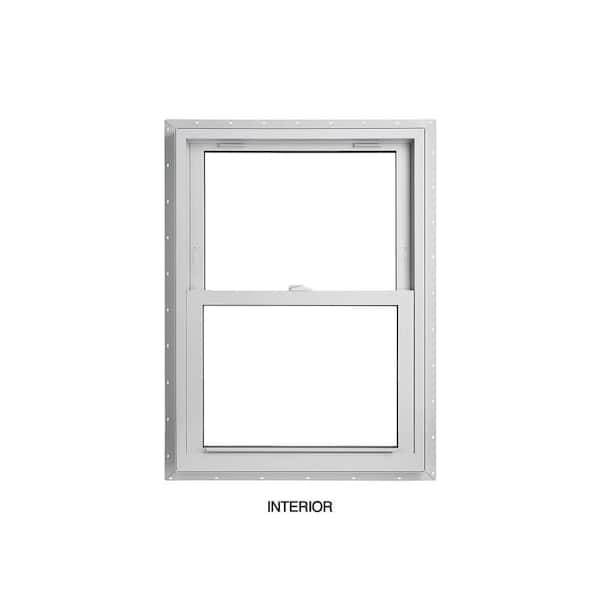 American Craftsman 35.75 in. x 48 in. 70 Series White Double Hung LowE SC Argon Glass Vinyl Fin Window, Screen Incl