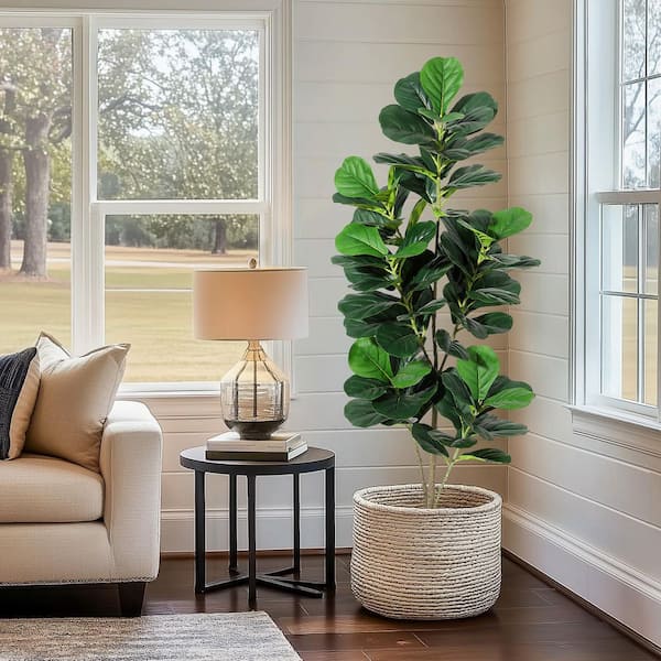 Garvee 5 ft. Artificial Ficus Lyrata Plants Trees In Pot, Tall