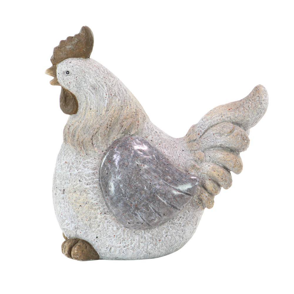 Gray Polystone Country Hen Garden Sculpture
