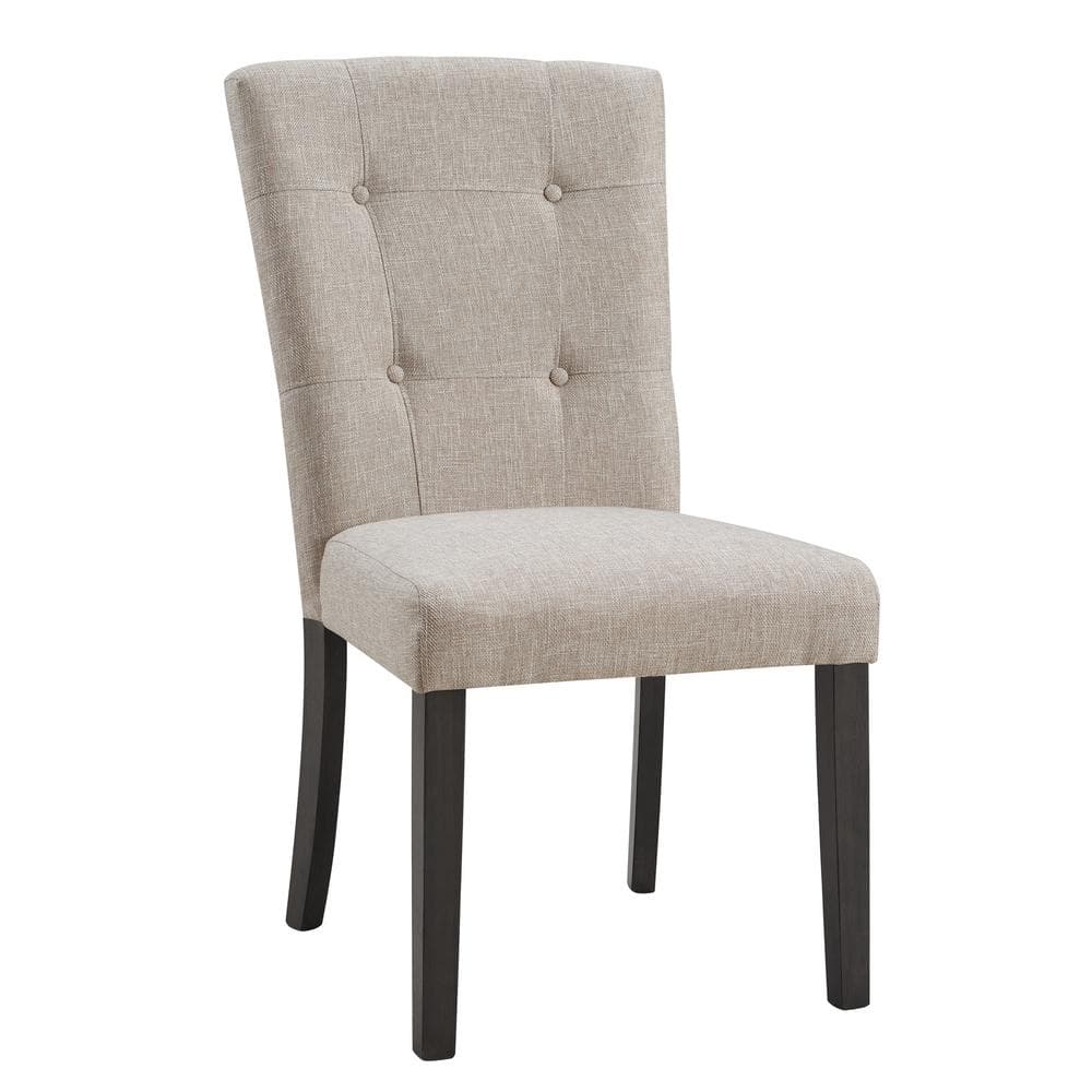 Beige Linen Upholstered Tufted Side Chair Set