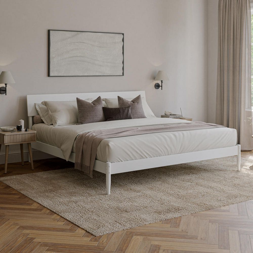 Bradford White Wood Frame King Platform Bed with Adjustable Headboard price history on PriceWatchPro