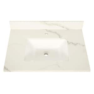 Nevado 31 in. W x 22 in. D x 36 in. H Single Sink Bath Vanity in White with Calcutta White Quartz Top Single Hole