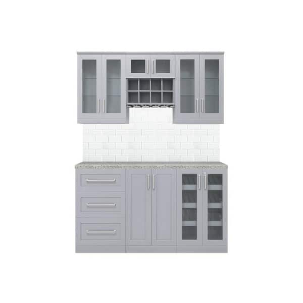 NewAge Products Home Bar Gray Cabinet Set (7-Piece)