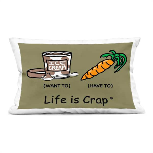 Stupell Industries Funny Diet Comparison Tan Print Polyester 14 in. X 20in. Throw Pillow