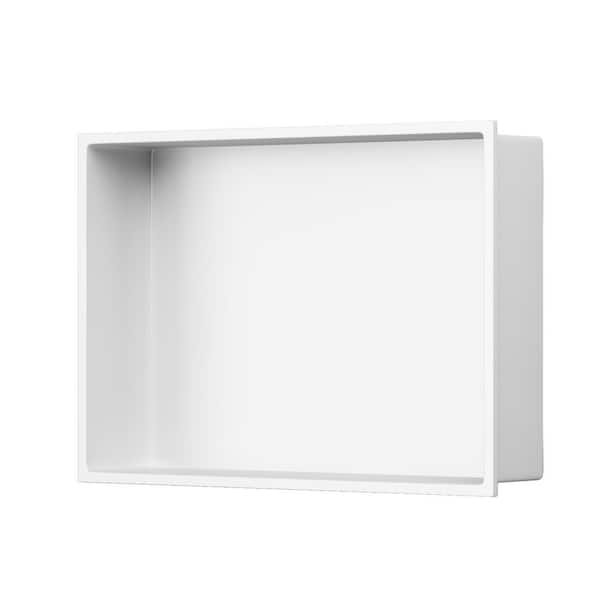 BWE 8 in. W x 12 in. H x 4 in. D Bathroom Shower Niche Standard Niche Over Mount Installation in White
