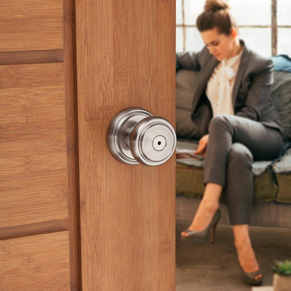 Satin Nickel Round Privacy Door Knob for Interior Use