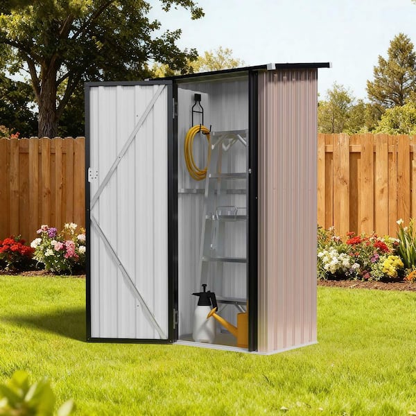 Outdoor 2.5 ft. W x 1.8 ft. D Metal Storage Shed with Sloping Roof and Lockable Door, Brown (4 sq. ft. )