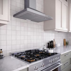 30 in. Giacinto Ductless Wall Mount Range Hood in Brushed Stainless Steel,Baffle Filters, Push Button Control, LED Light