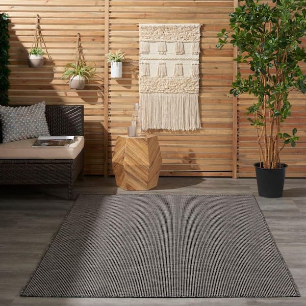 Positano Charcoal 5 ft. x 7 ft. Solid Modern Indoor/Outdoor Patio Area Rug