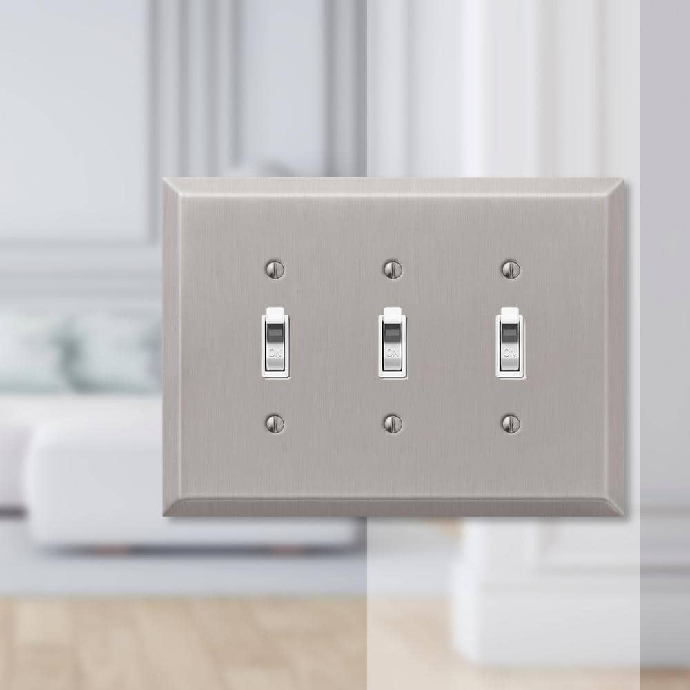 Brushed Nickel Triple Toggle Oversized Wallplate