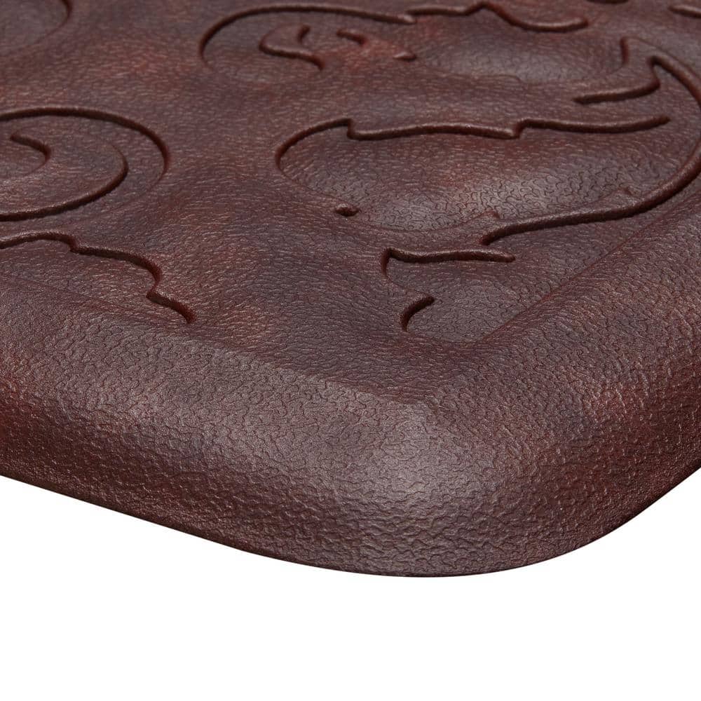 Marni Red Faux Leather Anti-Fatigue Kitchen Mat