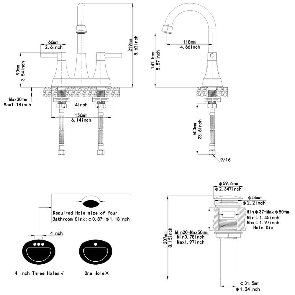 Oil Rubbed Bronze 4-Inch Centerset 2-Handle High-Arc Bathroom Faucet