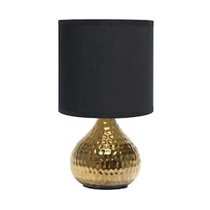 9.25 in. Gold and Black Hammered Drip Mini Table Lamp