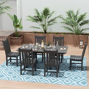 Hayes Gray 7-Piece HDPE Plastic Outdoor Dining Set with Side Chairs