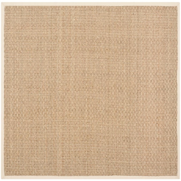 Natural Fiber Tan/Beige 7 ft. x 7 ft. Square Border Area Rug