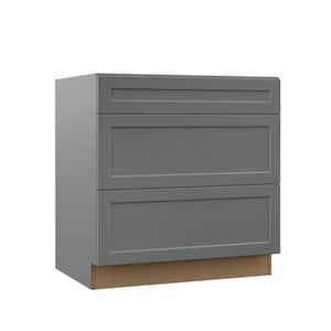 Designer Series Melvern Storm Gray Shaker Assembled Pots and Pans Drawer Base Kitchen Cabinet (33x34.5x23.75 in.)