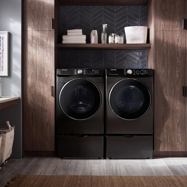 black stainless stackable washer and dryer