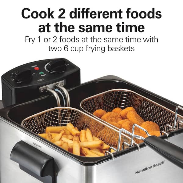  Hamilton Beach Professional Style Electric Deep Fryer, Lid with  View Window, 1800 Watts, 19 Cups / 4.5 Liters Oil Capacity, One XL Frying  Basket, Stainless Steel: Home & Kitchen