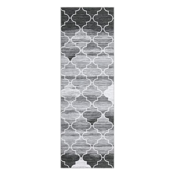 Modern Geometric Print Area Rug Soft and Versatile Anti-fouling and Anti-slip for Bedroom Living Room Gray，2X6ft