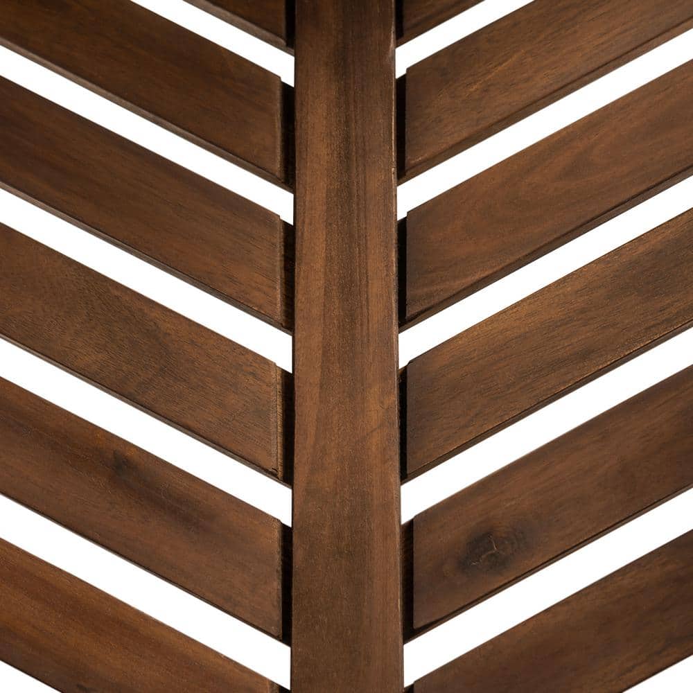 Set of 2 Brown Chevron Slatted Acacia Wood Patio Chairs