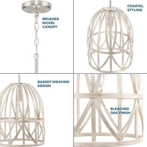 Progress Lighting Chastain 3-Light Brushed Nickel Coastal Bell Medium Hanging Pendant Light
