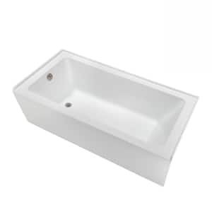 66 in. x 32 in. Soaking Acrylic Alcove Bathtub with Left Drain in Glossy White, External Drain in Brushed Nickel