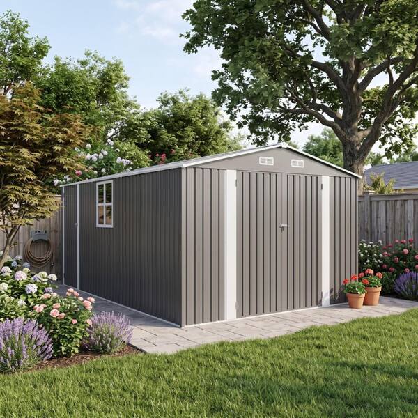オバマイヤースノーウェアM(10ー12)140 OBERMEYER 白/グレー WOQWOQ 10x14 ft Gray Large Metal Shelter Outdoor Storage Shed with