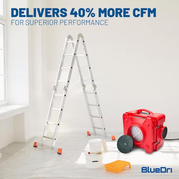 HEPA Air Scrubber Water Damage Restoration Equipment for Mold Air Purifier, Negative Machine Airbourne Cleaner, Red