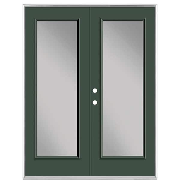Masonite 60 in. x 80 in. Conifer Steel Prehung Right-Hand Inswing Full Lite Clear Glass Patio Door in Vinyl Frame, no Brickmold