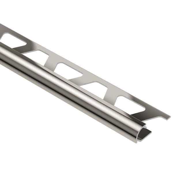 Schluter Rondec Polished Nickel Anodized Aluminum 3/8 in. x 8 ft. 2-1/2 in. Metal Bullnose Tile Edging Trim