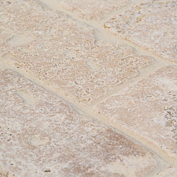 Jeffrey Court Light Travertine Cream 3 in. x 6 in. Tumbled Travertine Wall Tile (1 Sq.Ft/Pack))