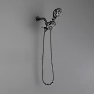5-Spray Patterns with 2.5 GPM 4.72 in. Wall Mount Dual Shower Heads in Matte Black (Valve and Handle Trim Not Included)