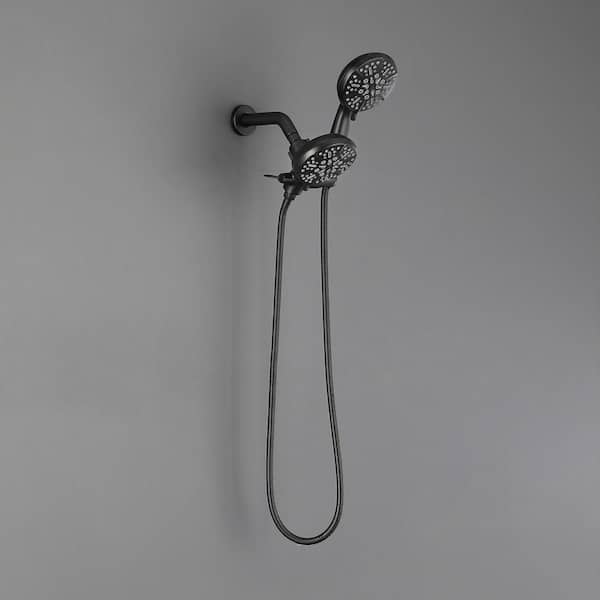 5-Spray Patterns with 2.5 GPM 4.72 in. Wall Mount Dual Shower Heads in Matte Black (Valve and Handle Trim Not Included)