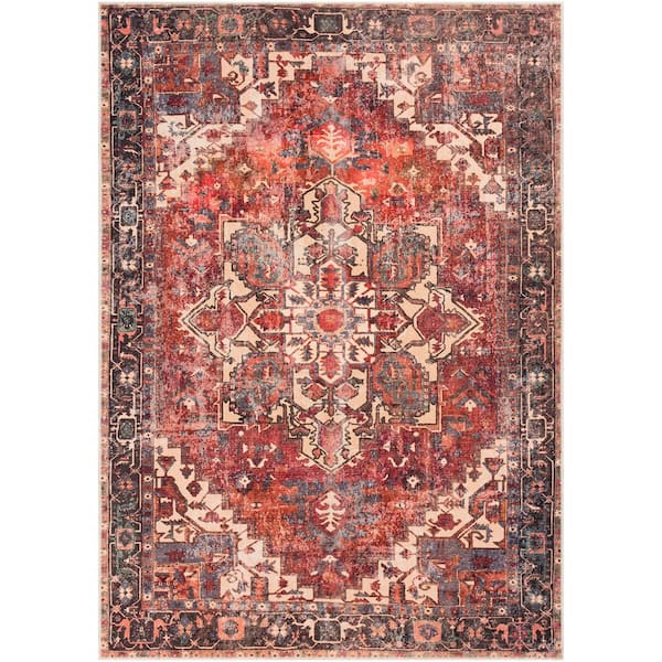 Artistic Weavers Gilda Rust 7 ft. 10 in. x 10 ft. 3 in. Distressed Machine-Washable Area Rug