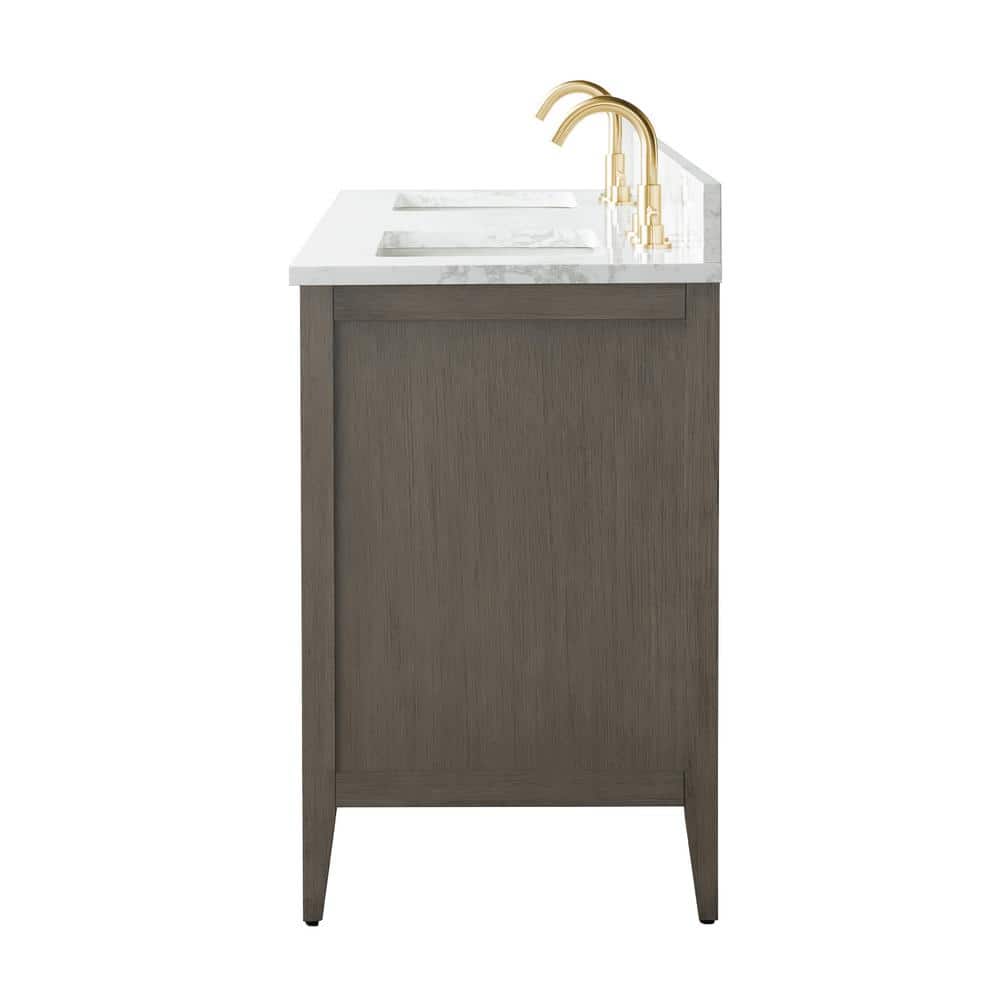 72'' Driftwood Gray Double Bathroom Vanity with Marble Top