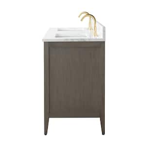 72 in. W x 22 in. D x 34 in. H Double-Sink Bath Vanity Driftwood Gray with Engineered Marble Top in in Arabescato White