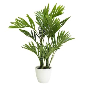24 in. Artificial Palm Tree in a Small White Planter