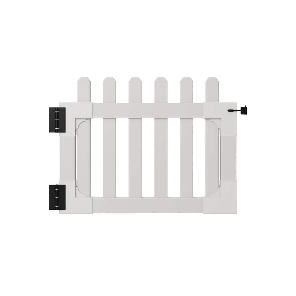 WamBam Fence 3-1/2 ft. x 2-5/8 ft. Newport Vinyl Picket Fence Gate with Stainless Steel Hardware