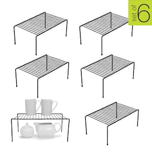 Cabinet Storage Shelf Kitchen Rack - Set of 6 - Medium - 8.5 x 13.25 in.- Black
