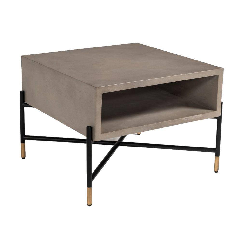 Benjara 24 in. Gray and Black Rectangle Concrete Top Coffee Table BM223443 The Home Depot