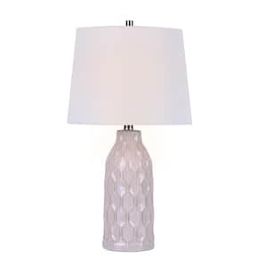 24 in. Reactive White Honeycomb Highlighted Edging Table lamp with Decorator Shade