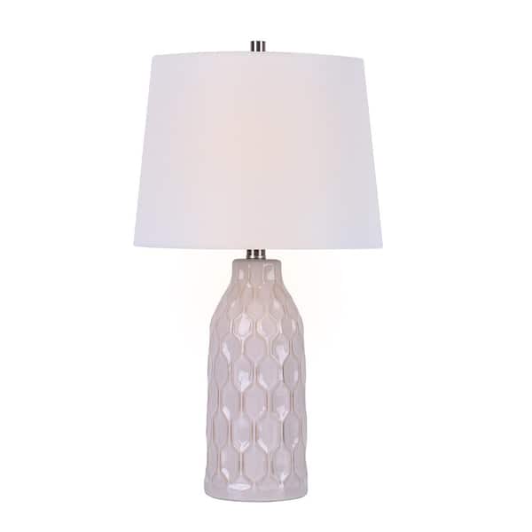 Unbranded 24 in. Reactive White Honeycomb Highlighted Edging Table lamp with Decorator Shade