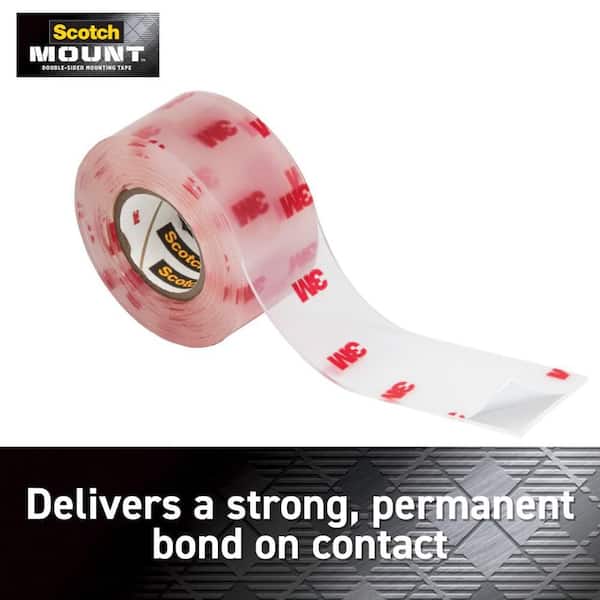 1 in. x 1.60 yds. Clear Indoor Permanent Double-Sided Mounting Tape
