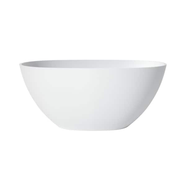 SJ STAR&JANE Verna 51 in. x 27 in. Solid Surface Freestanding Bathtub Stone Resin Soaking Tub in Matte White
