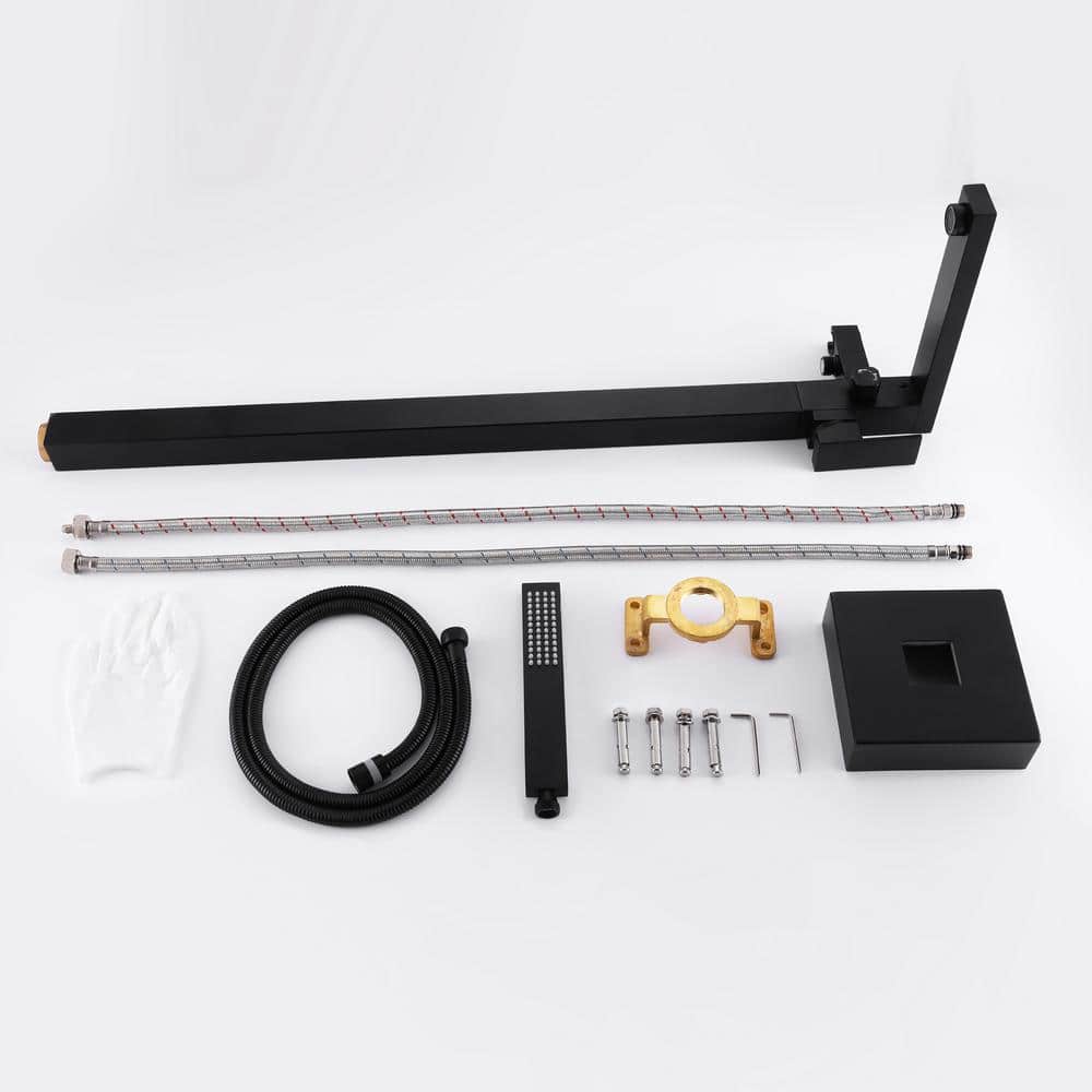 Matte Black Stainless Steel Freestanding Tub Faucet with Hand Shower