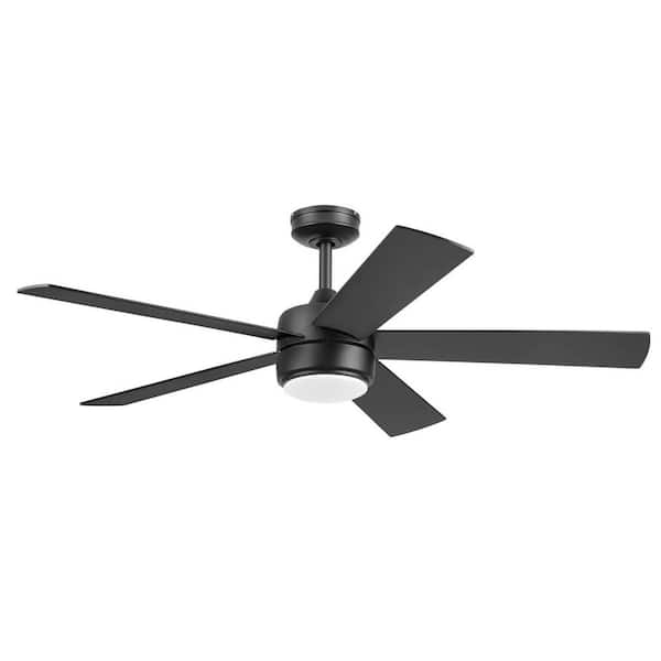 Schilling 52 in. Indoor Matte Black Standard Ceiling Fan with Color Changing LED, Remote Control and Dual Finish Blades
